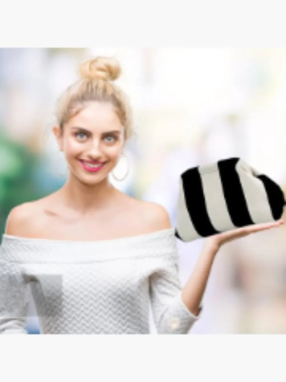 Woven Crochet Clutch Evening Bag for Women, Striped Dumpling Purse, Beach